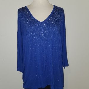 NWT XXL Design History royal blue embellished top
